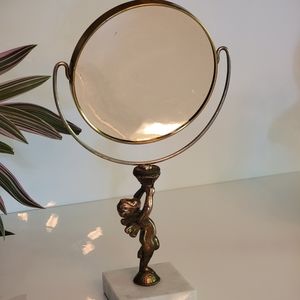 Vintage marble based double sided mirror